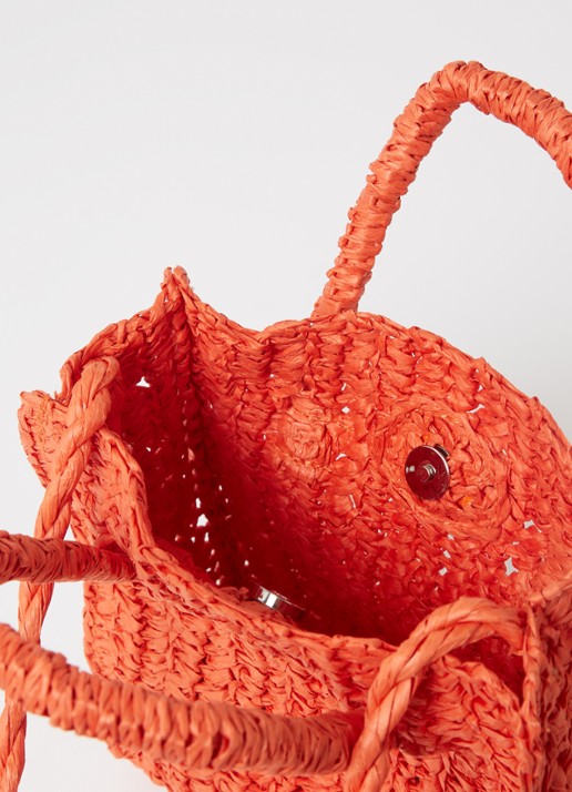 Mango Fez handtas van stro - detail orange
