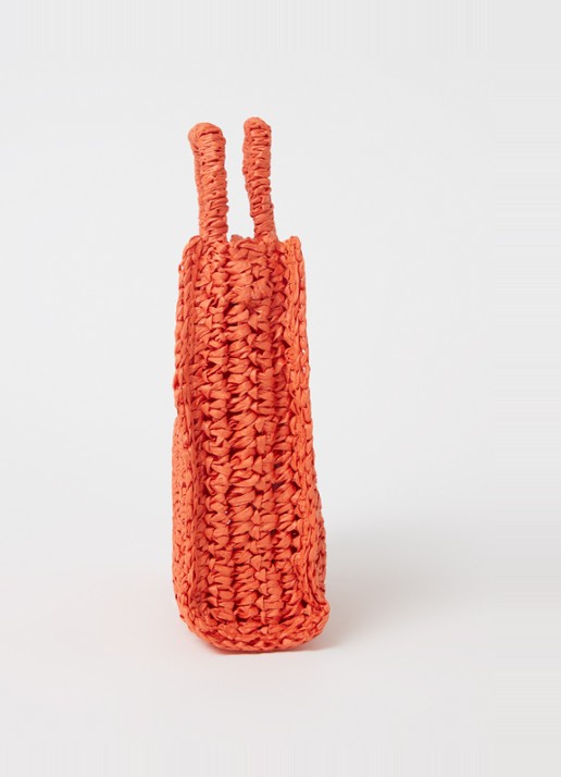 Mango Fez handtas van stro - detail 2 orange