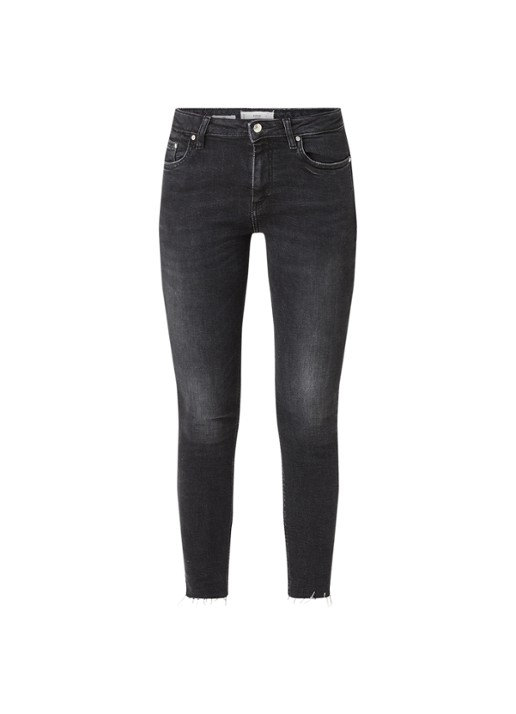 Mango Isa mid waist skinny cropped jeans met stretch - voorkant 4 donkergrijs