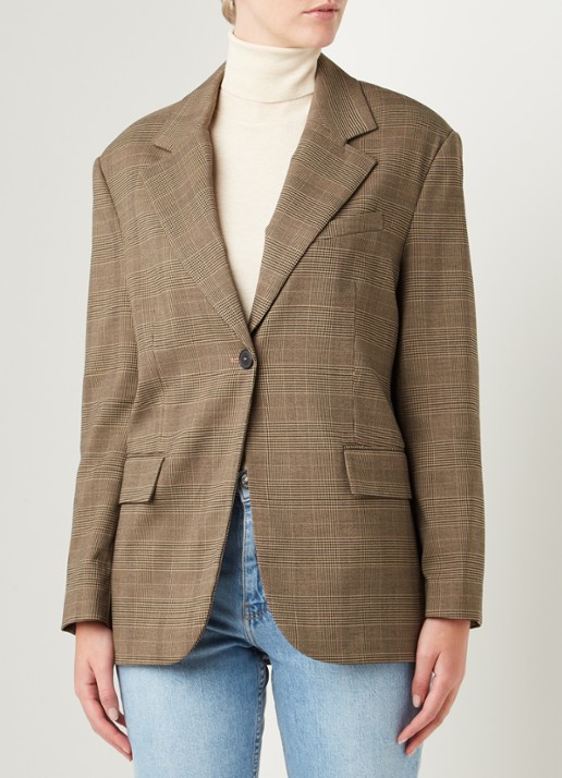 Mango James blazer met ruitdessin - detail 4 bruin