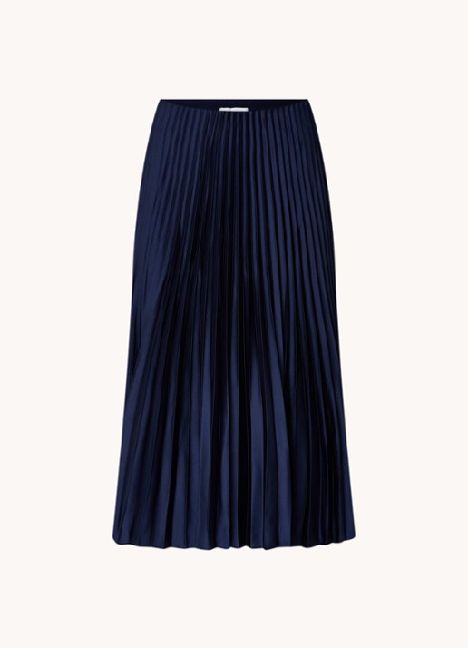 Mango Plisado midirok van satijn met plissé - voorkant 2 donkerblauw