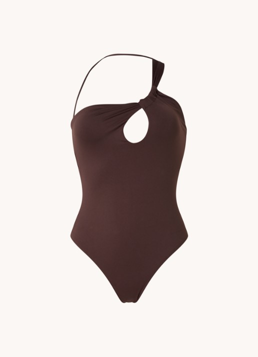 Mango Rachel badpak zonder beugel met cut-out detail - voorkant 2 donkerbruin