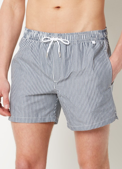 Mango Seer zwemshorts met streepprint - detail donkerblauw