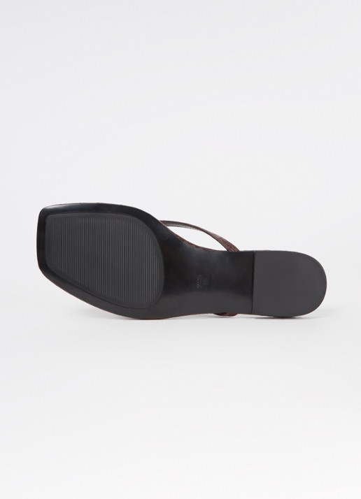 Mango Tutti slipper met crocostructuur  - detail 4 donkerbruin