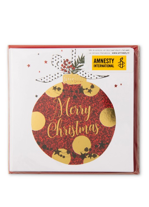 MAP Publishing Amnesty International, Kerstbal Merry Christmas - 1 design - Kerstkaart met envelop set van 8