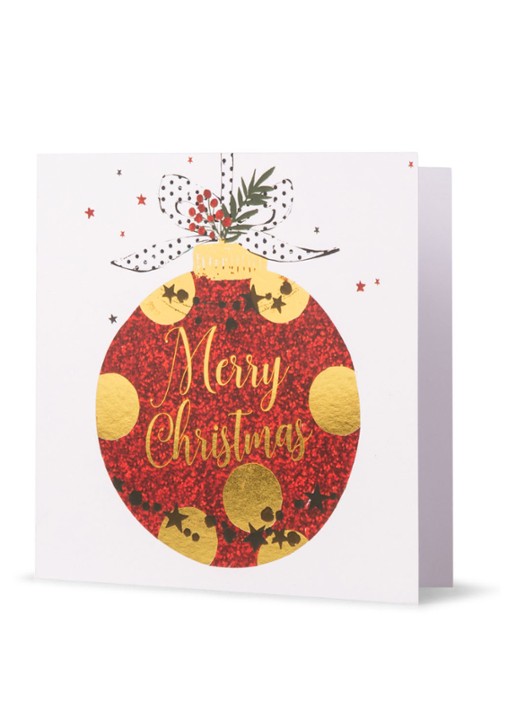 MAP Publishing Amnesty International, Kerstbal Merry Christmas - 1 design - Kerstkaart met envelop set van 8 - voorkant 5 steenrood