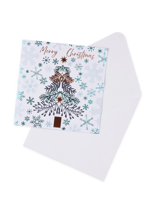 MAP Publishing Kerstboom en sneeuwvlokken - set van 8 inclusief enveloppen - achterkant 3 blauw