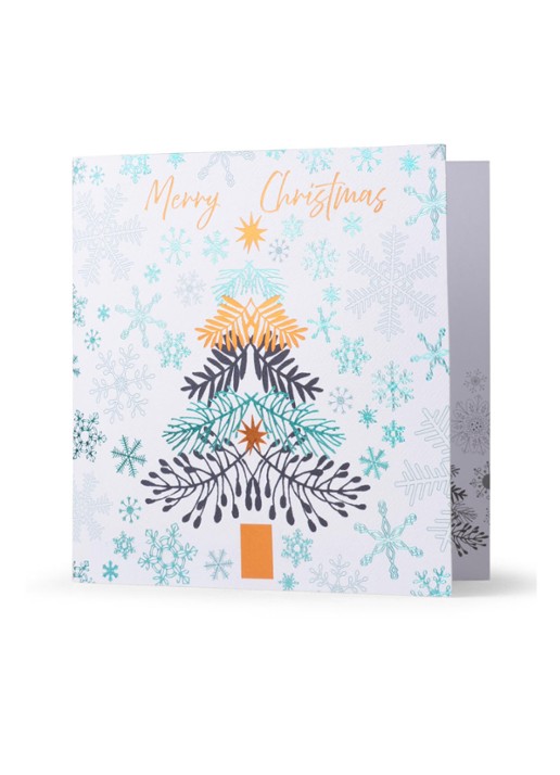 MAP Publishing Kerstboom en sneeuwvlokken - set van 8 inclusief enveloppen - voorkant 2 blauw
