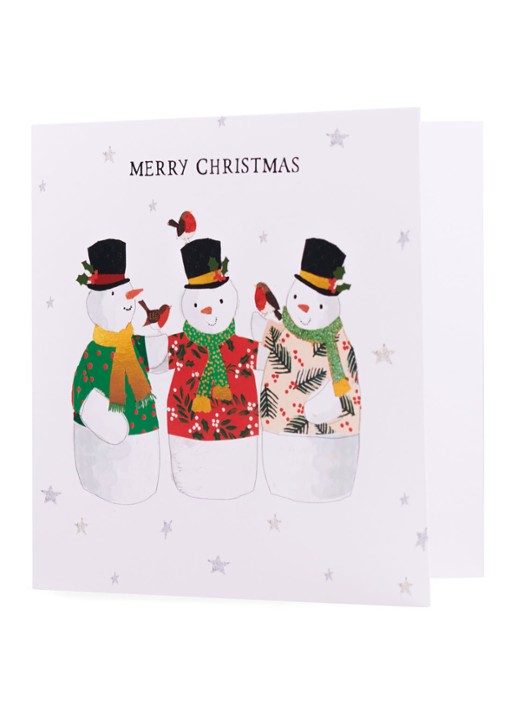 MAP Publishing Sneeuwpoppen kerstkaart -  set van 8 inclusief enveloppen - voorkant 3 wit