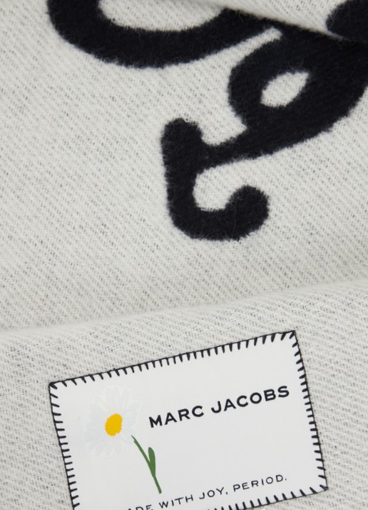Marc Jacobs Marc Is Joy sjaal van wol met print 160 x 30 cm - detail zwart