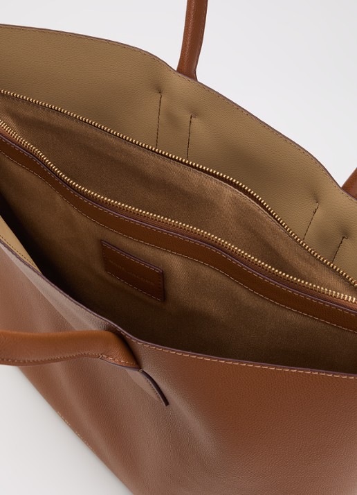 Marc Jacobs Pop J Marc Work shopper van leer met 13 inch laptopvak - detail cognac
