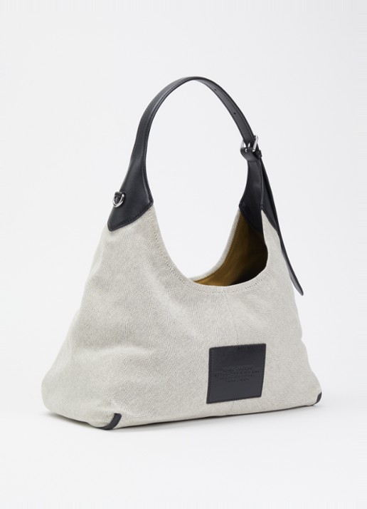 Marc Jacobs The Belted Sack shopper van canvas met leren details - achterkant ivoor