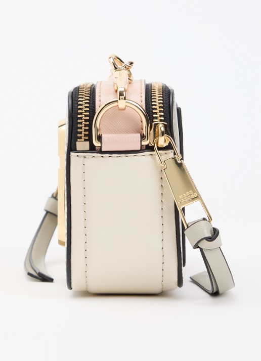 Marc Jacobs The Colourblock Chain Snapshot crossbodytas van leer met afneembare schouderriem - detail 4 donkerbeige