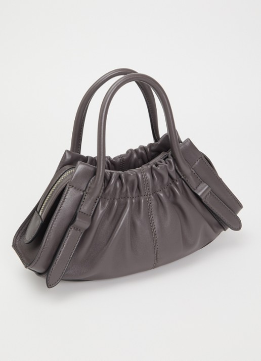 Marc Jacobs The Cristina Small Satchel handtas van lamsleer - achterkant 6 donkergrijs
