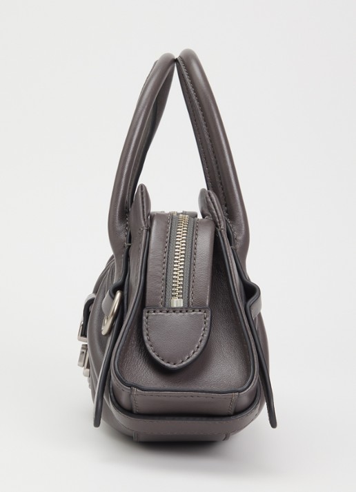 Marc Jacobs The Cristina Small Satchel handtas van lamsleer - detail 2 donkergrijs