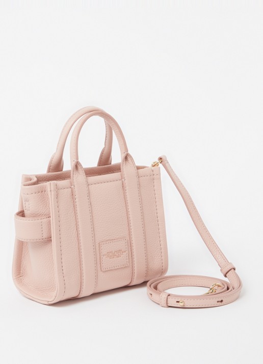 Marc Jacobs The Crossbody Tote handtas van leer - achterkant 5 lichtroze