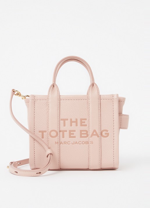 Marc Jacobs The Crossbody Tote handtas van leer - voorkant 4 lichtroze