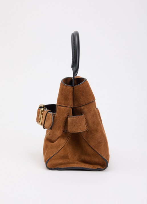 Marc Jacobs The Dakota schoudertas van suède met afneembare schouderriem - detail 3 cognac