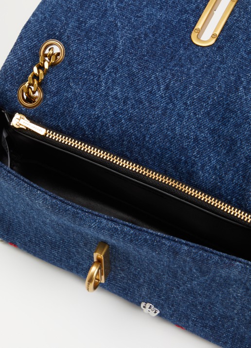 Marc Jacobs The Dual Chain Mini schoudertas van leer met verstelbare schouderriem - detail donkerbruin