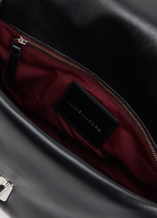 Marc Jacobs The Dual Puffy schoudertas van lamsleer met afneembare schouderriem - detail zwart