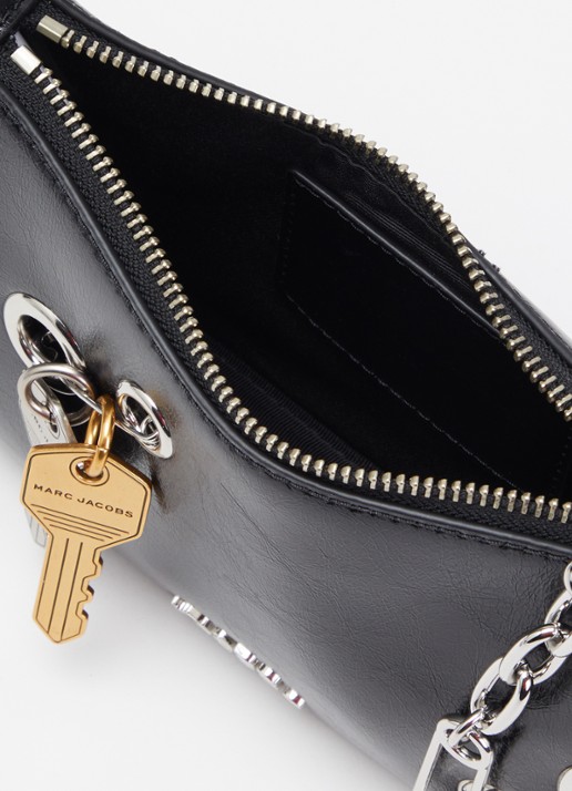 Marc Jacobs The Grommet Charm schoudertas van lakleer met afneembare schouderriem - detail 2 zwart