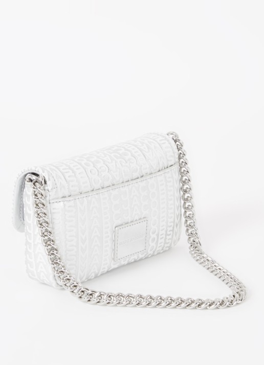 Marc Jacobs The J Marc Mini schoudertas van leer met metallic finish - achterkant zilver