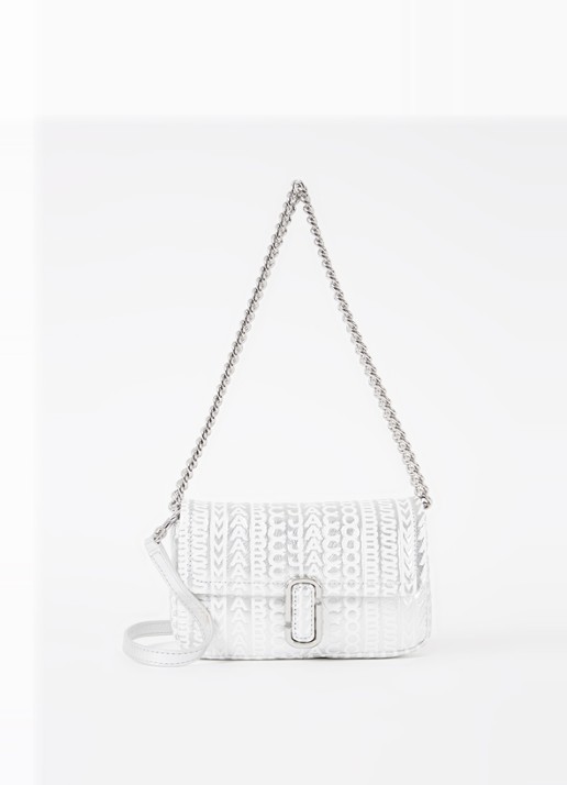 Marc Jacobs The J Marc Mini schoudertas van leer met metallic finish - voorkant 5 zilver
