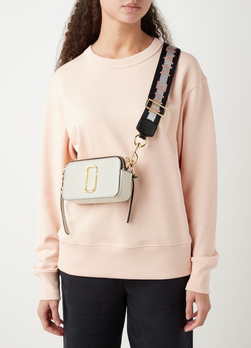 Marc Jacobs The Logo Strap Snapshot cameratas van leer - voorkant 6 ivoor