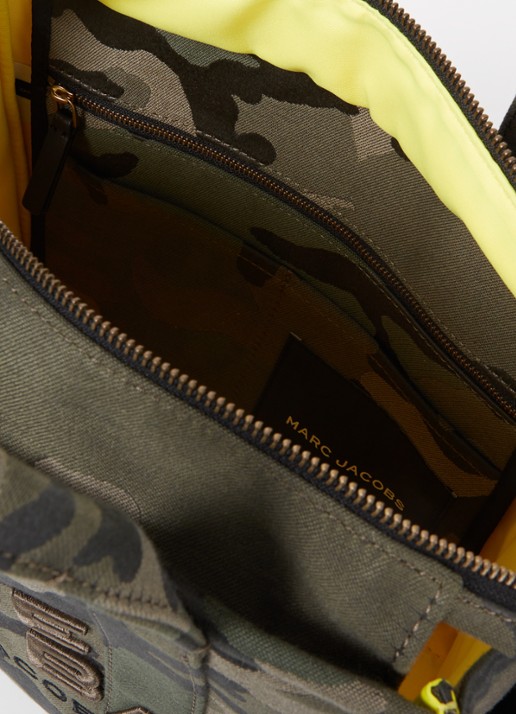 Marc Jacobs The Medium Tote handtas van canvas met jacquard dessin en logo  - detail 5 legergroen