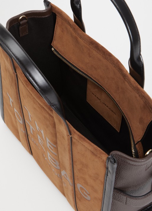 Marc Jacobs The Medium Tote handtas van suède met afneembare schouderriem - detail 2 cognac