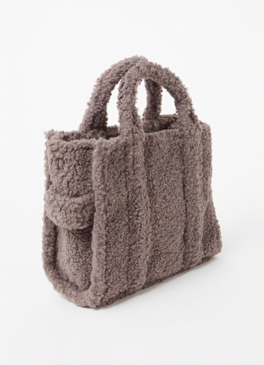 Marc Jacobs The Medium Tote handtas van teddy met logo - achterkant 4 taupe