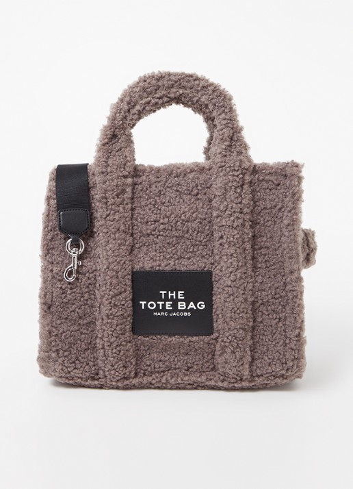 Marc Jacobs The Medium Tote handtas van teddy met logo - voorkant taupe