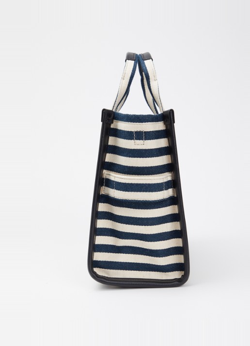 Marc Jacobs The Medium Tote schoudertas van canvas met leren details - detail 4 donkerblauw