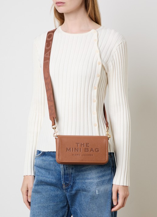 Marc Jacobs The Mini crossbodytas met logo  - voorkant 6 roestbruin