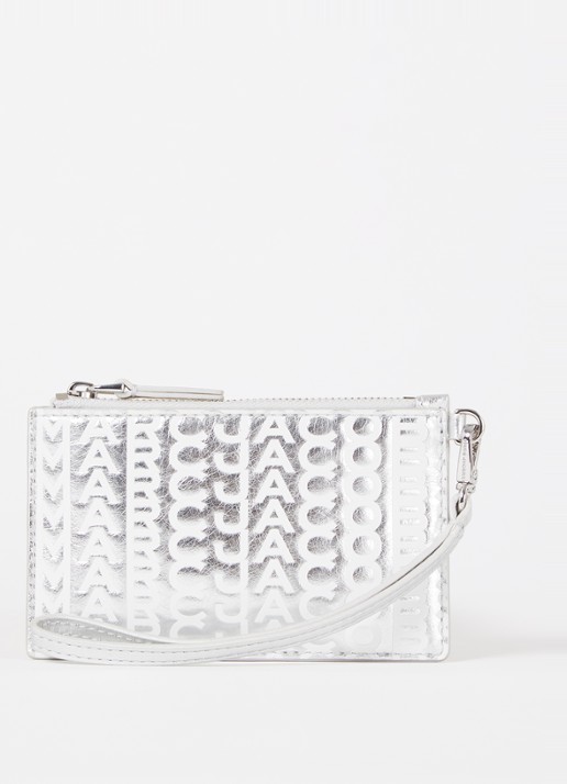 Marc Jacobs The Monogram portemonnee van leer met sleutelhanger - voorkant zilver