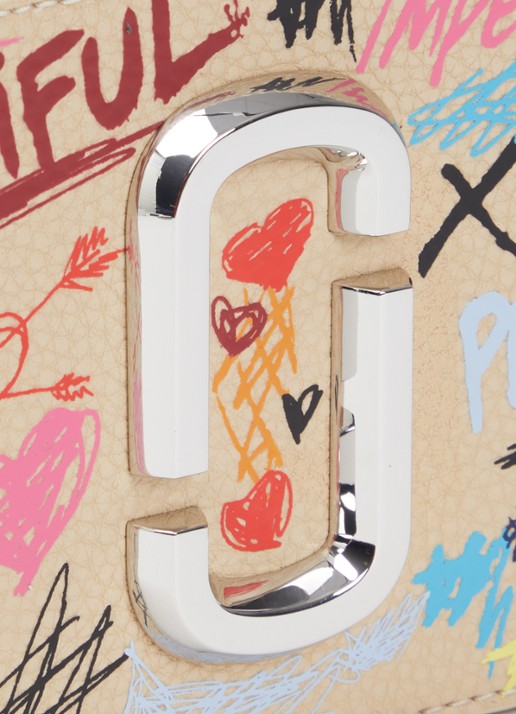 Marc Jacobs The Punk Scribble Snapshot crossbodytas van leer - detail 4 khaki