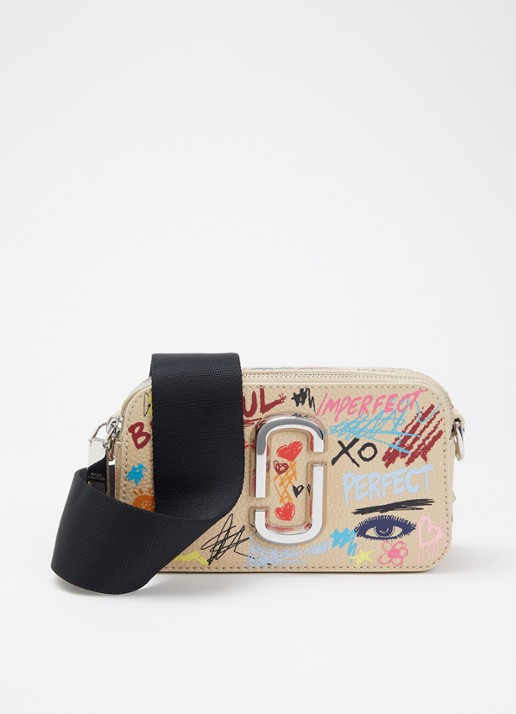 Marc Jacobs The Punk Scribble Snapshot crossbodytas van leer