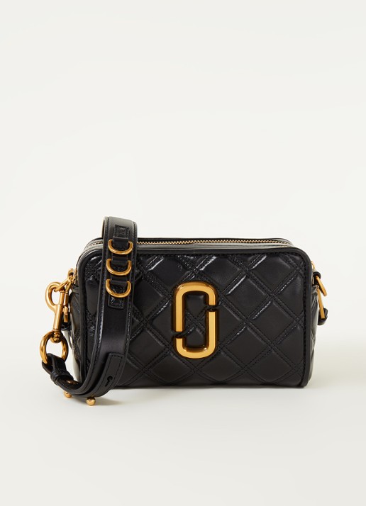 Marc Jacobs The Quilted Softshot 21 cameratas van leer - voorkant 5 zwart