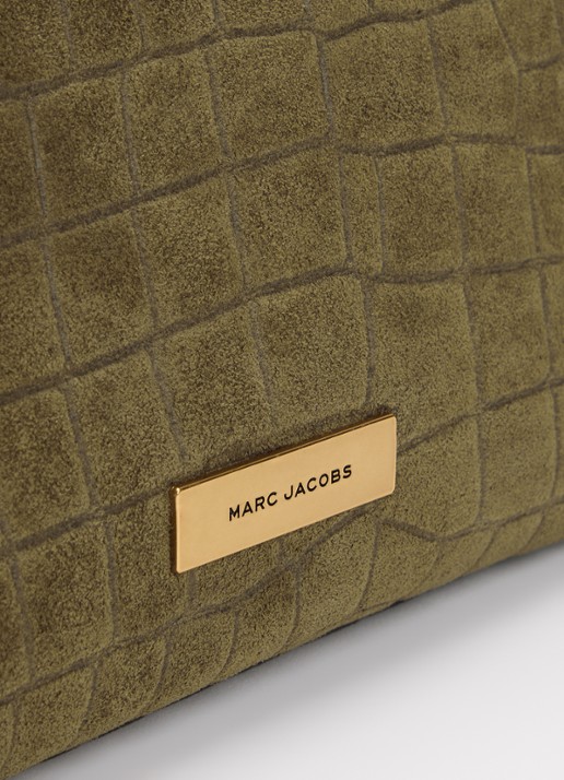 Marc Jacobs The Slim Dual schoudertas van suède met crocostructuur - detail 3 mosgroen
