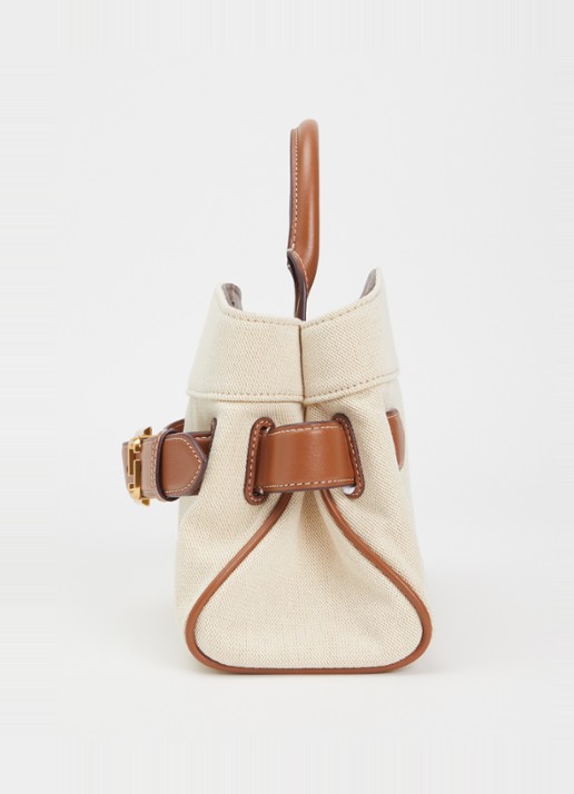 Marc Jacobs The Small Dakota Satchel handtas van canvas met leren details - detail 2 beige