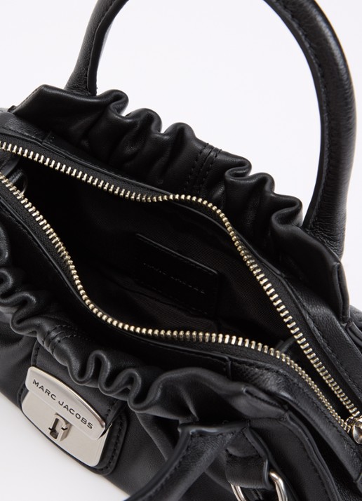 Marc Jacobs The Small Satchel handtas van lamsleer met afneembare schouderriem - detail zwart