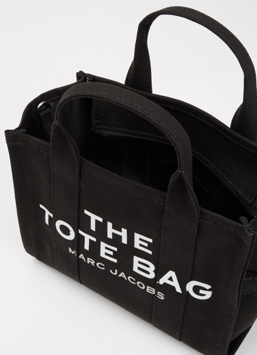 Marc Jacobs The Small Tote handtas van canvas met afneembare schouderriem - detail zwart