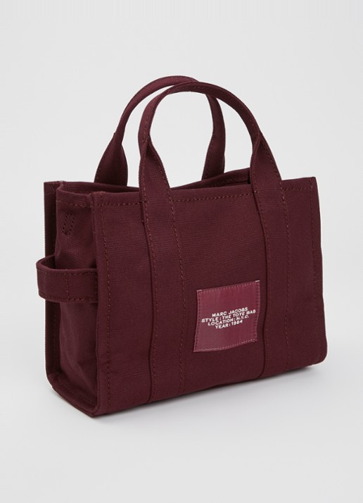 Marc Jacobs The Small Tote handtas van canvas met afneembare schouderriem - achterkant 6 aubergine