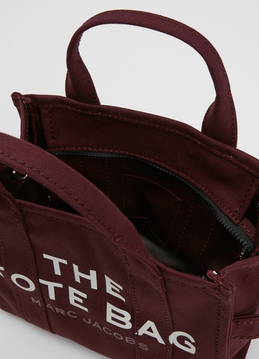 Marc Jacobs The Small Tote handtas van canvas met afneembare schouderriem - detail 2 aubergine