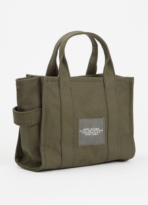Marc Jacobs The Small Tote handtas van canvas met afneembare schouderriem - achterkant 6 groen