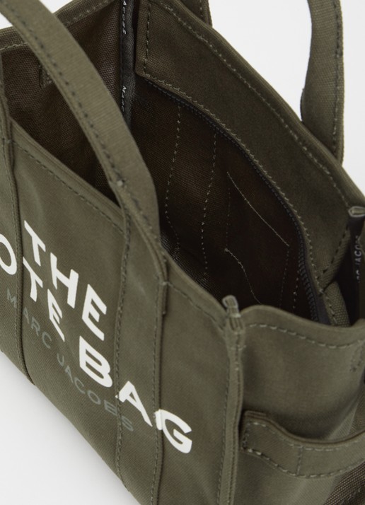 Marc Jacobs The Small Tote handtas van canvas met afneembare schouderriem - detail groen