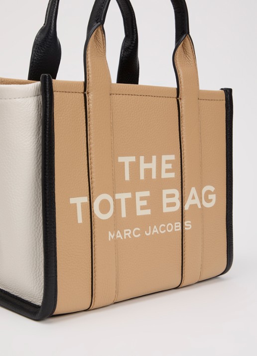 Marc Jacobs The Small Tote handtas van leer met afneembare schouderriem - detail 6 beige
