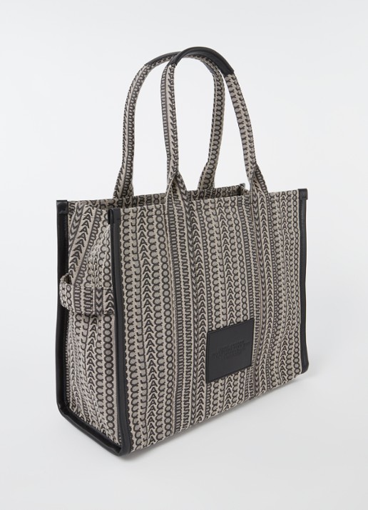 Marc Jacobs The Small Tote shopper van canvas met logoprint - achterkant zand