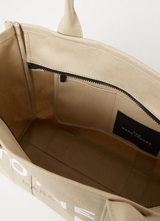 Marc Jacobs The Small Tote shopper van canvas met logoprint - detail 4 beige