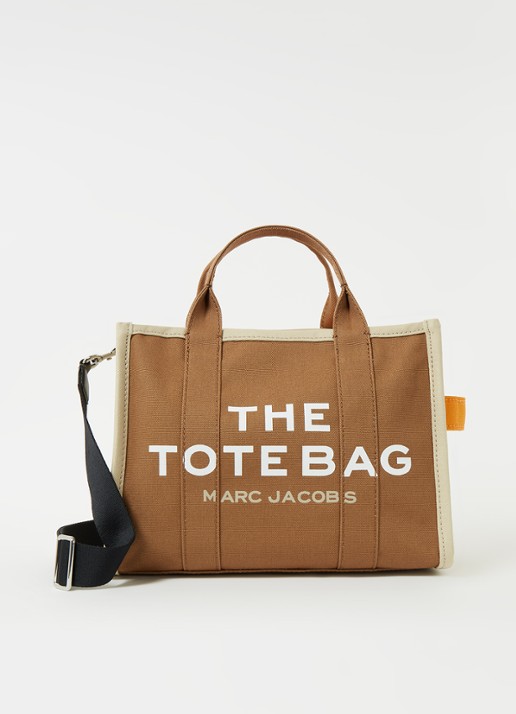 Marc Jacobs The Small Tote shopper van canvas met logoprint - voorkant 5 cognac